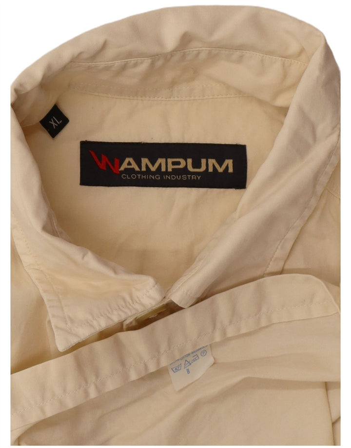 Camicia a maniche corte da uomo Wampum XL in cotone bianco sporco