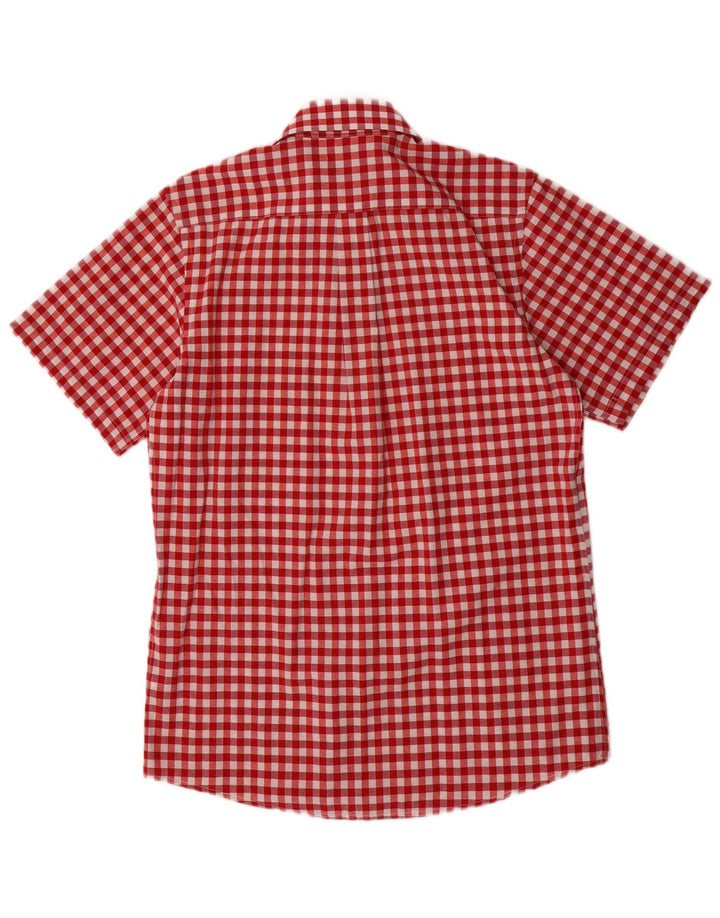 Camicia a maniche corte da uomo Almsach taglia 37/38 piccola in poliestere a quadretti rossi