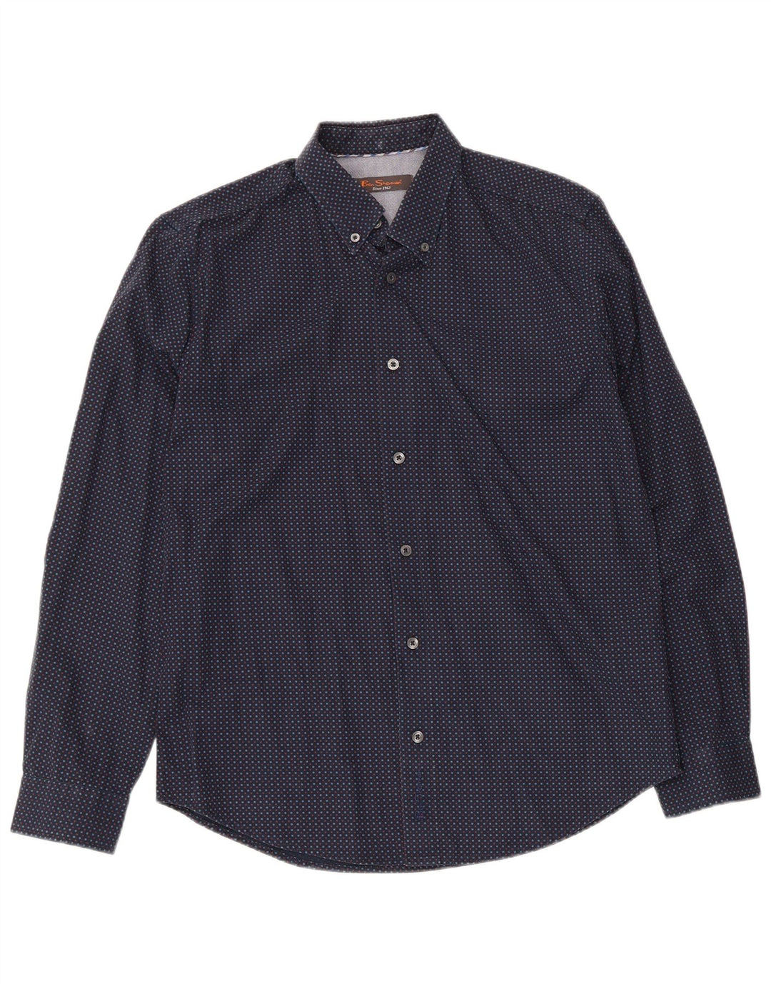 Camicia da uomo Ben Sherman in cotone maculato blu navy medio