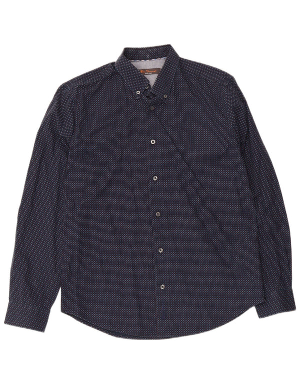 Camicia da uomo Ben Sherman in cotone maculato blu navy medio