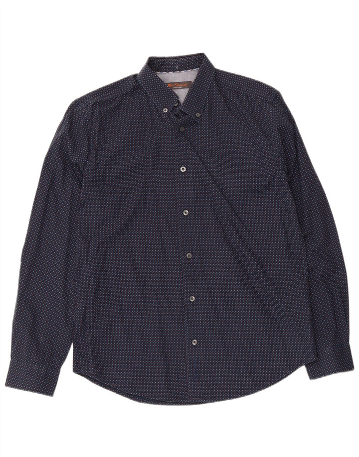 Camicia da uomo Ben Sherman in cotone maculato blu navy medio