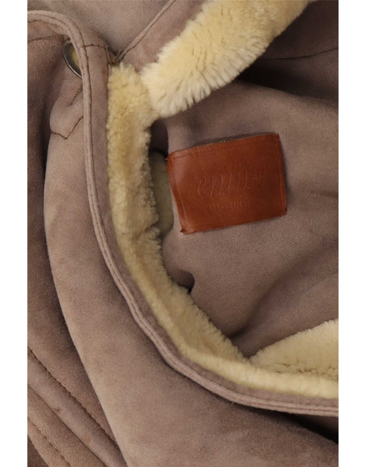 Emme Cappotto in shearling da uomo UK 36 Small Grey Colourblock
