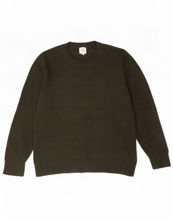 Maglione maglione girocollo da donna John Lewis UK 18 XL lana merino kaki