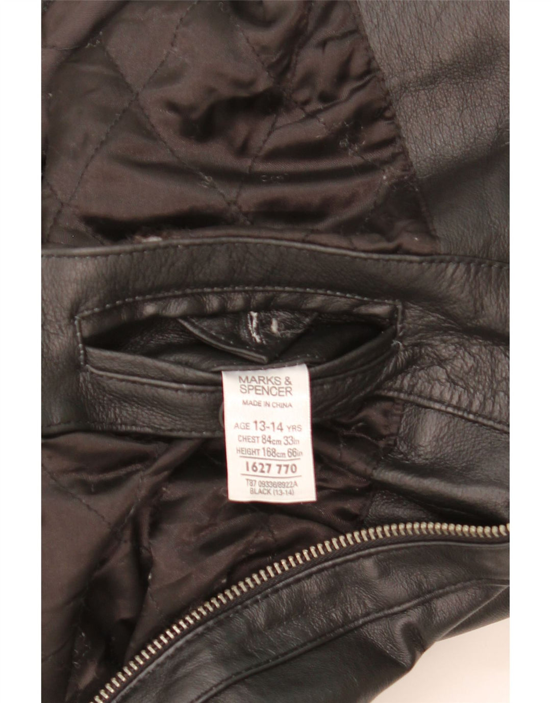 Giacca in pelle da ragazzo Marks & Spencer 13-14 anni in pelle nera