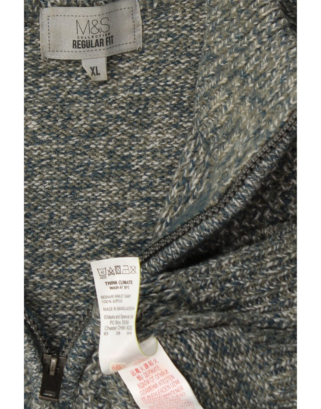 MARKS & SPENCER Maglione da uomo con vestibilità regolare e collo con zip XL grigio screziato
