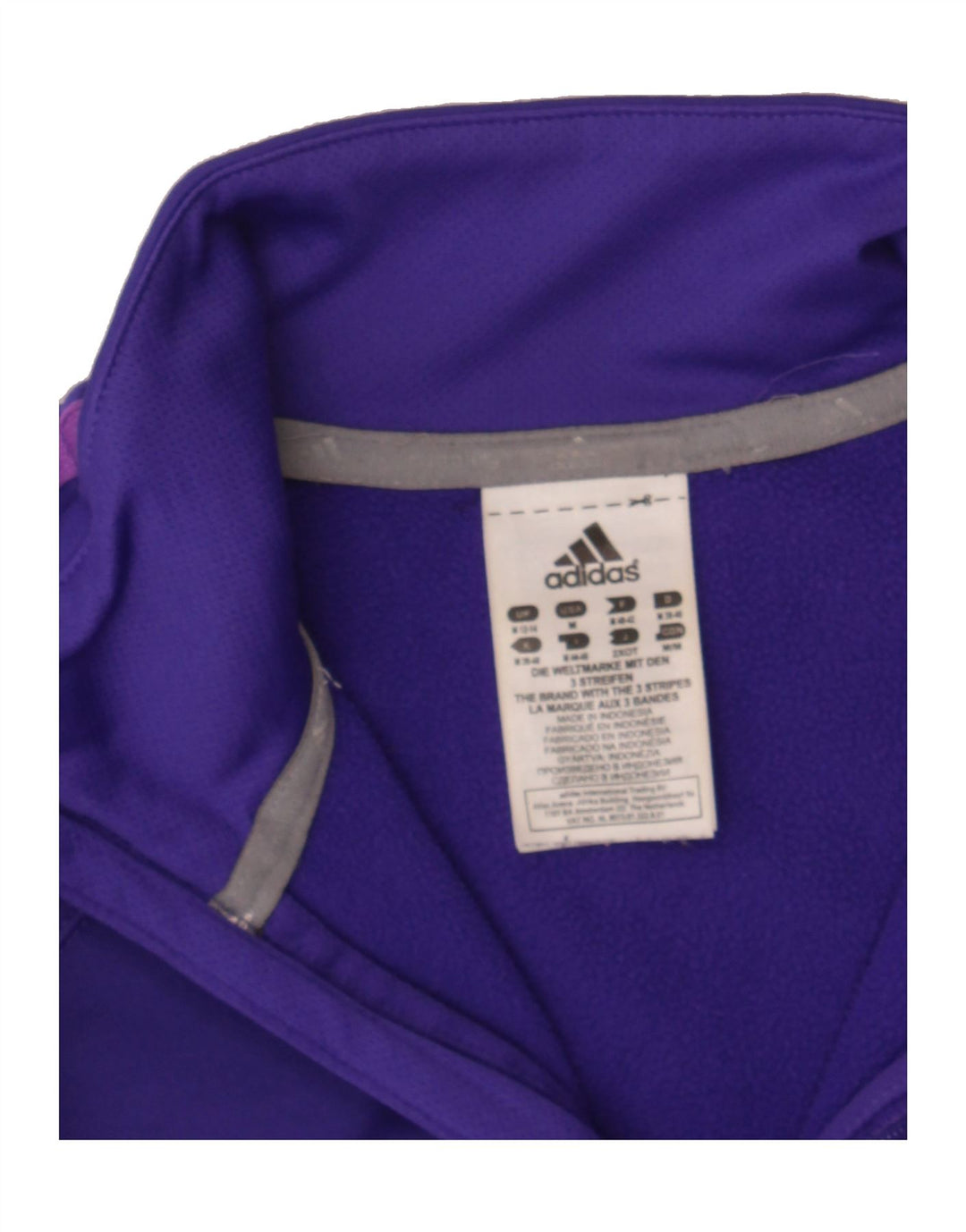 ADIDAS Womens Zip Neck Pullover Tracksuit Top UK 12/14 Medium Purple Vintage Adidas and Second-Hand Adidas from Messina Hembry 
