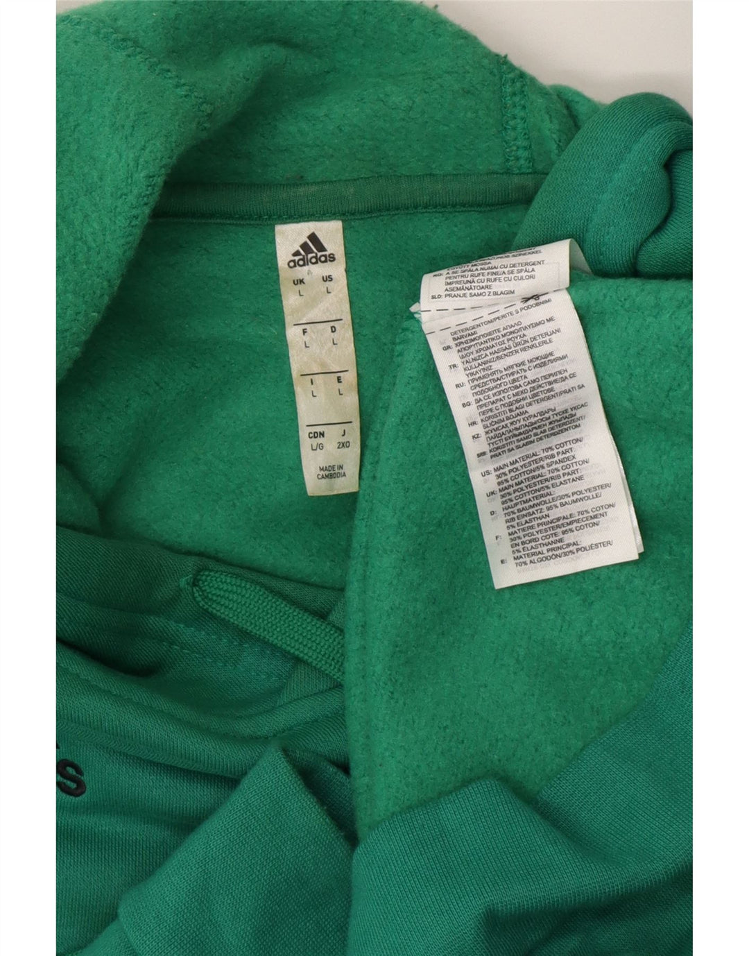 Felpa con cappuccio da uomo Adidas Large in cotone turchese