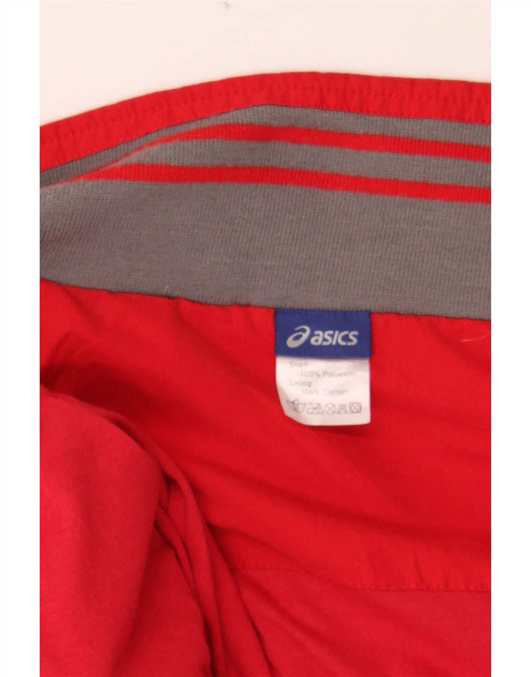ASICS Mens Tracksuit Top Jacket XL Red Colourblock Polyester