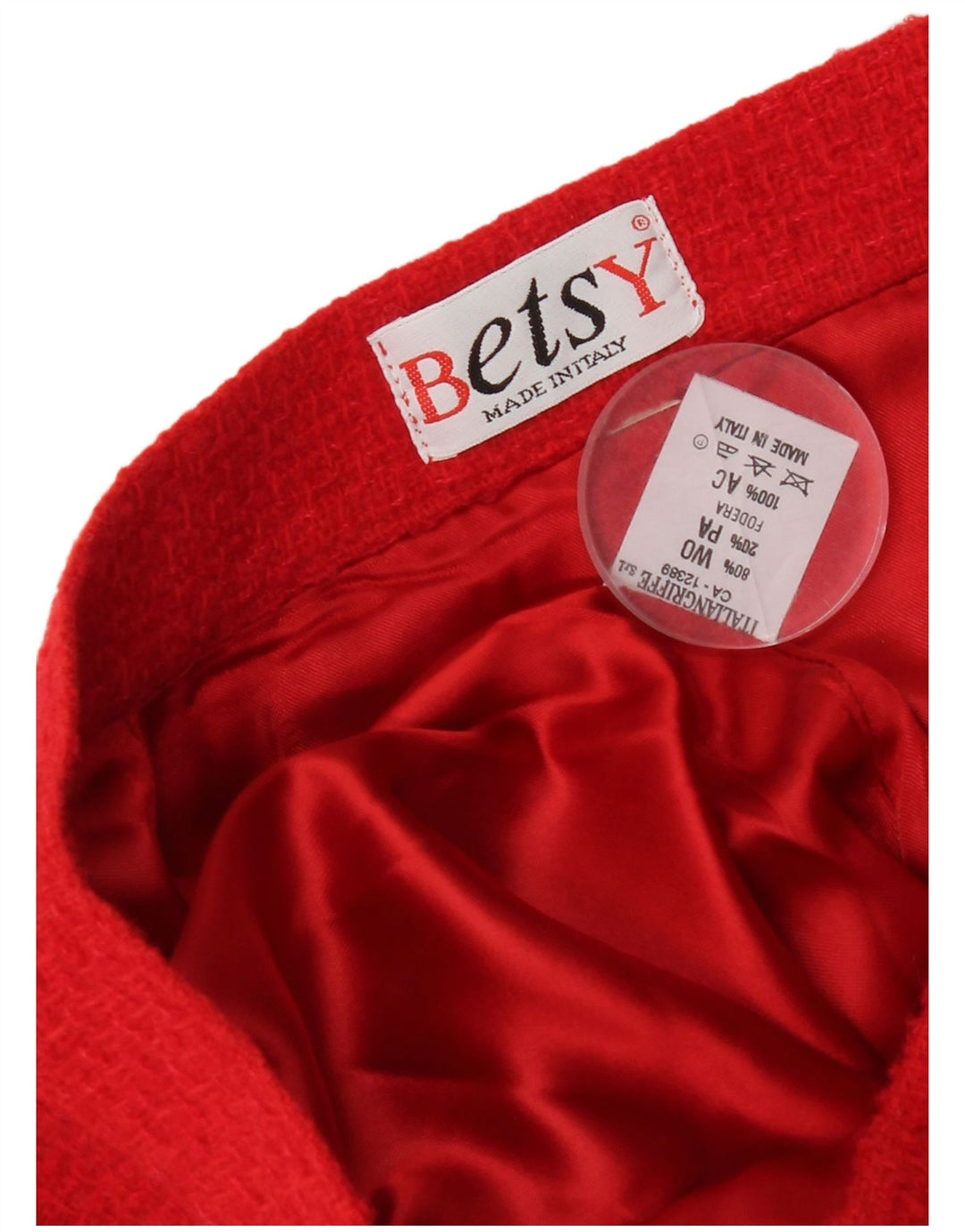 Set gonna vintage da donna a 4 bottoni in 2 pezzi UK 12 medio W28 lana rossa
