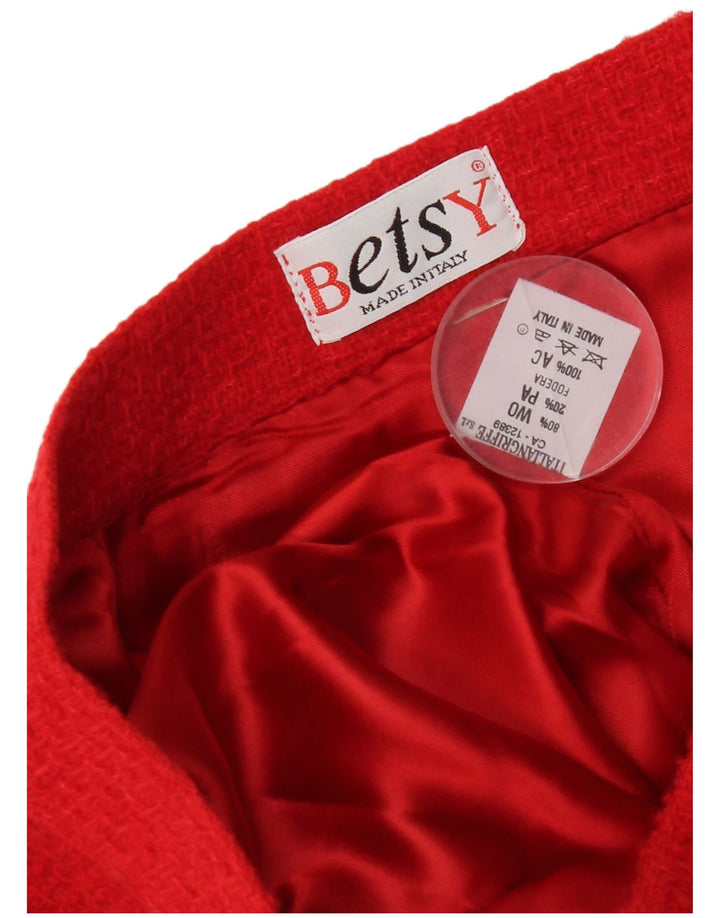 Set gonna vintage da donna a 4 bottoni in 2 pezzi UK 12 medio W28 lana rossa