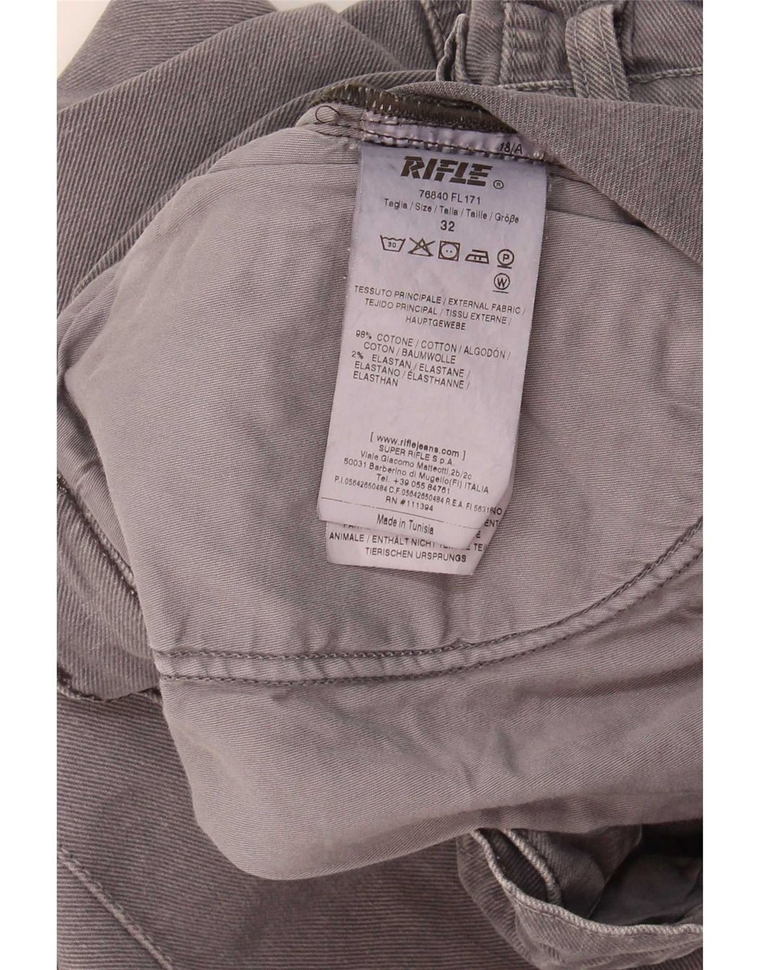 Jeans slim da uomo Rifle W32 L31 cotone grigio
