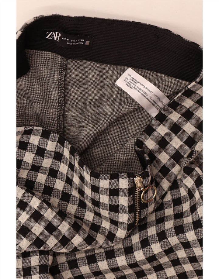 Pantaloni casual skinny da donna Zara medi W28 L29 poliestere a quadretti neri