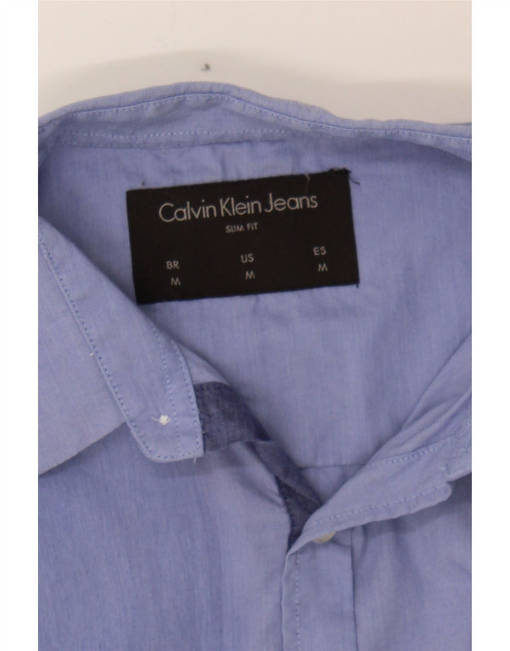 CALVIN KLEIN Mens Slim Fit Shirt Medium Blue Cotton Vintage Calvin Klein and Second-Hand Calvin Klein from Messina Hembry 
