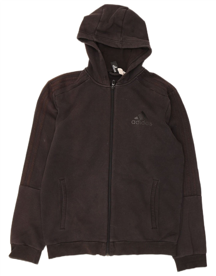 Maglione con cappuccio e zip da uomo ADIDAS in cotone nero medio