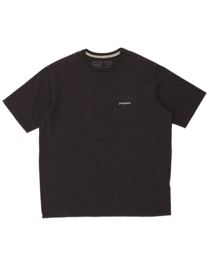 PATAGONIA T-shirt grafica da uomo con vestibilità regolare, top grande in cotone nero
