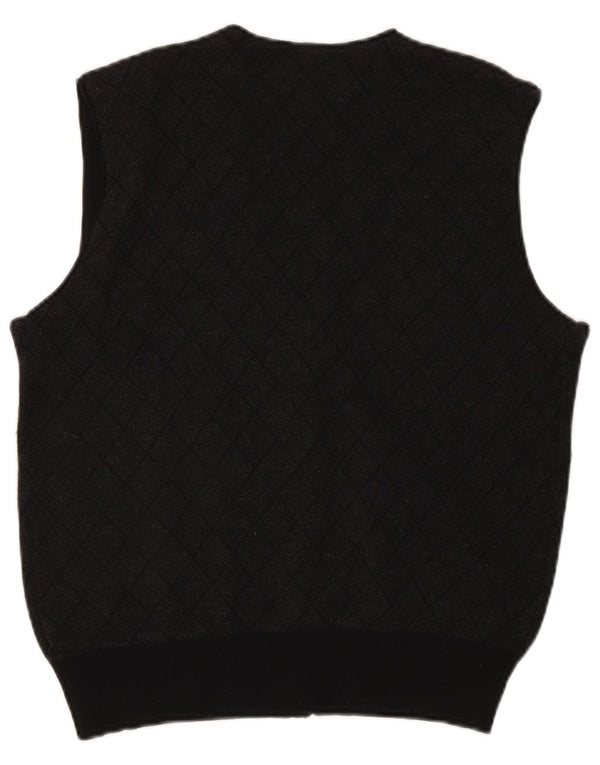 Paul & Shark Maglione cardigan senza maniche da uomo piccolo grigio a rombi/diamante