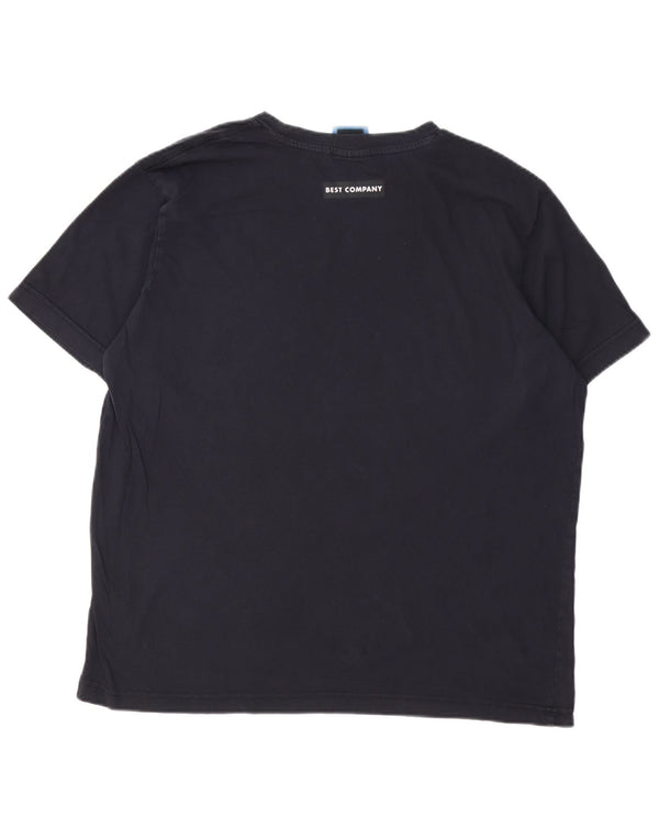 T-shirt grafica da uomo Best Company Top XL in cotone blu navy