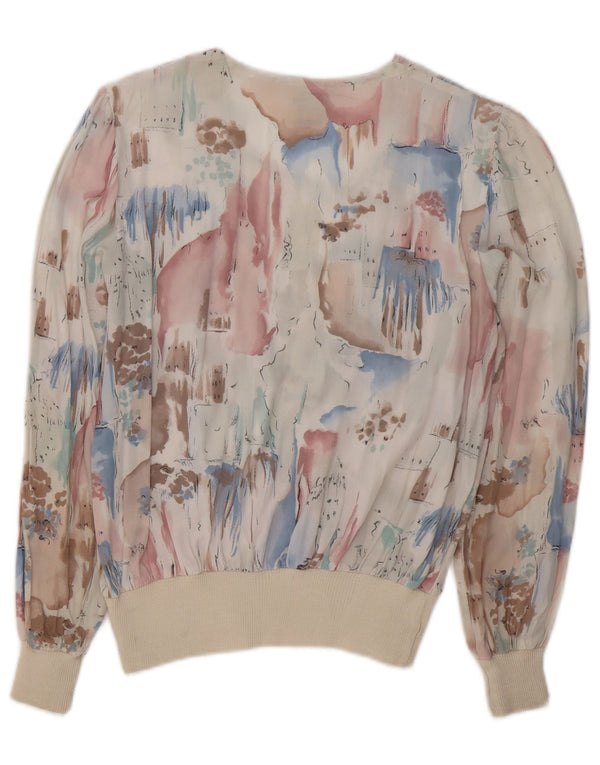 C&A Camicetta a maniche lunghe da donna con motivo astratto UK 14 Bianco medio