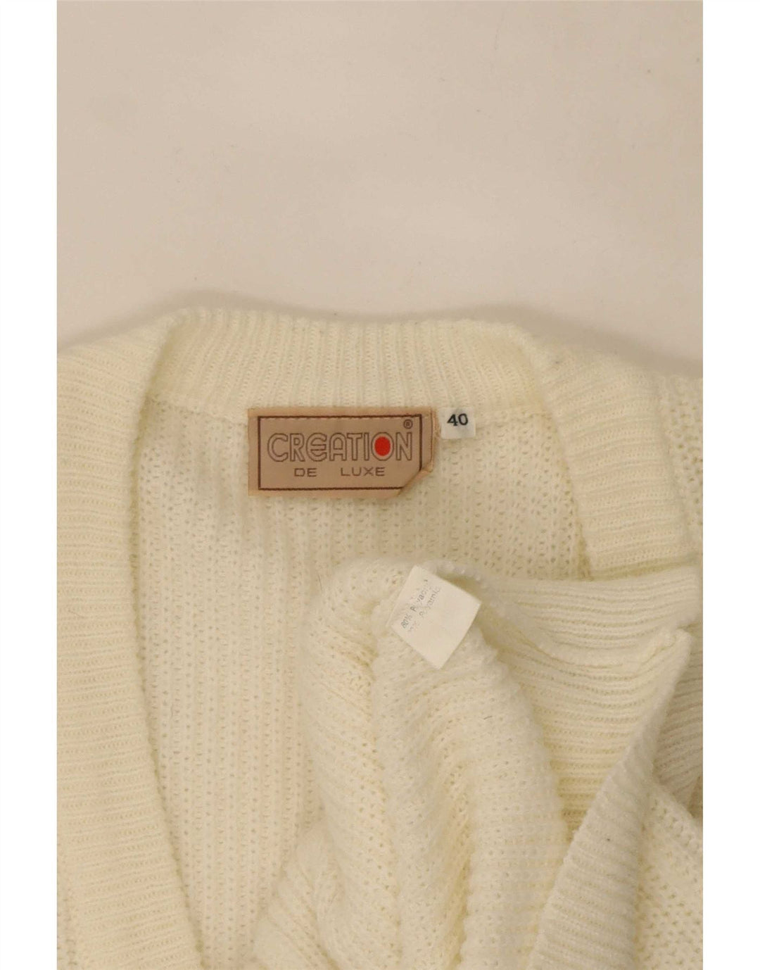 Maglione cardigan da donna vintage EU 40 poliacrilico bianco medio