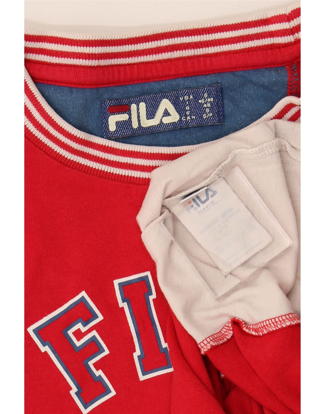 T-shirt grafica da uomo FILA Top Small in cotone color block rosso
