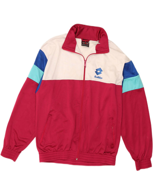 Lotto Mens Tracksuit Top Jacket Large Pink Colourblock