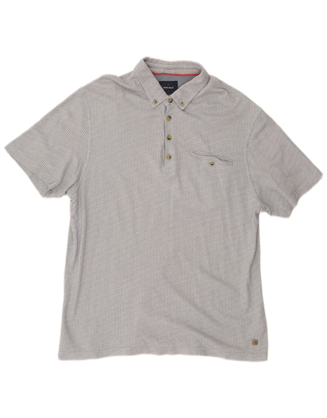 WHITE STUFF Polo da uomo grande in cotone geometrico grigio