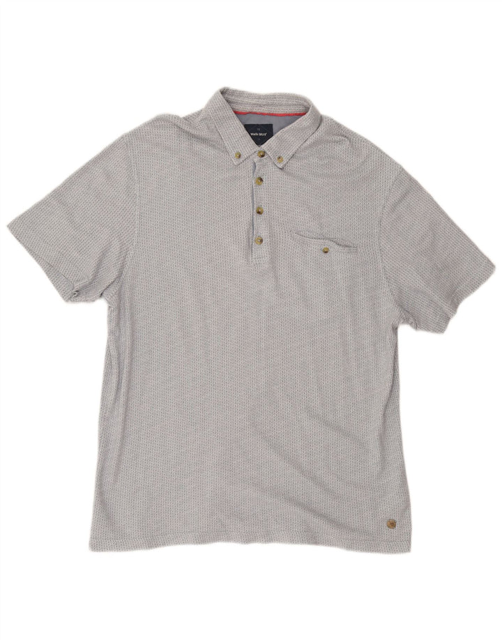 WHITE STUFF Polo da uomo grande in cotone geometrico grigio
