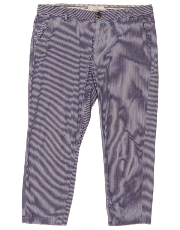 Pantaloni Capri dritti da donna Fat Face UK 12 Medium W32 L22 Gessato blu