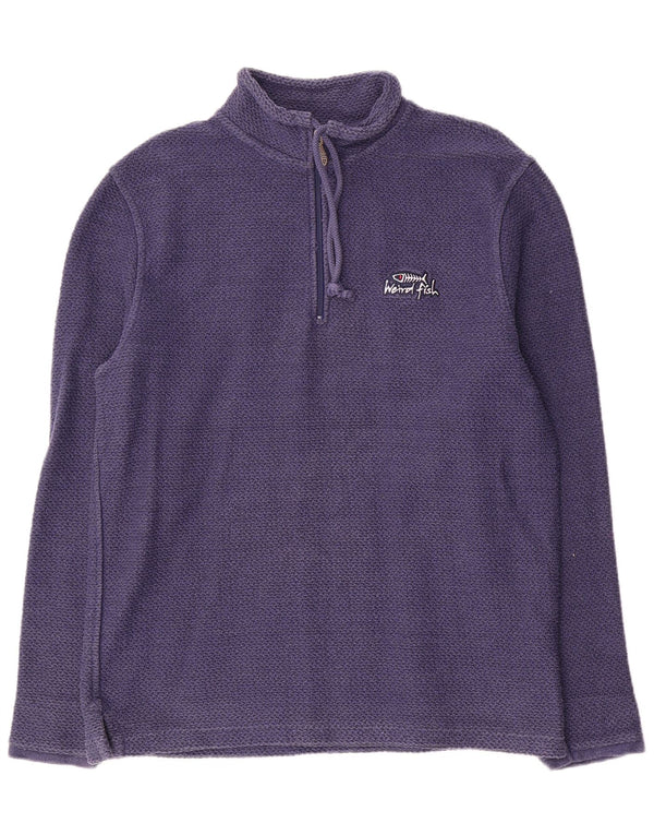 Felpa da uomo con collo con zip Weird Fish, maglione grande, in cotone blu navy