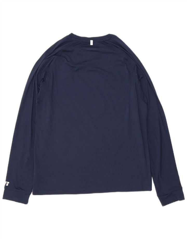 RUSSELL ATHLETIC Top da uomo a maniche lunghe UK 38/40 Poliestere blu navy medio