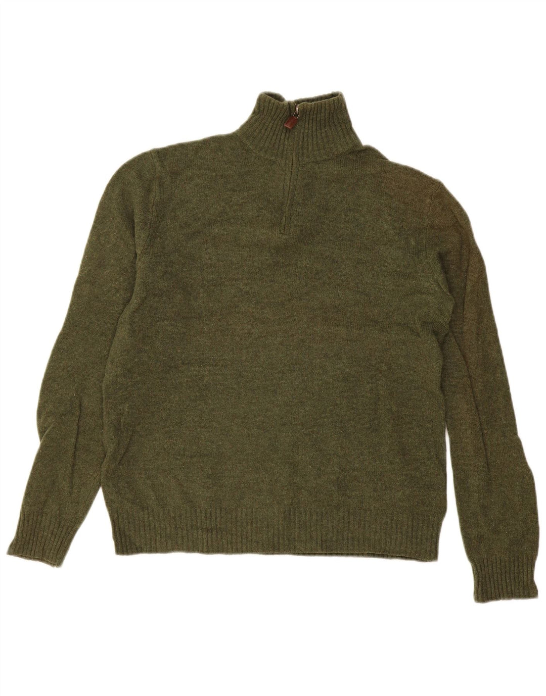 J. Crew Maglione da uomo con zip e collo in lana verde medio