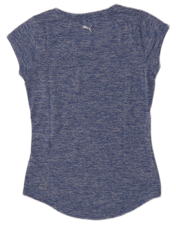 Puma T-shirt grafica da donna Top UK 8 Small Poliestere chiazzato blu