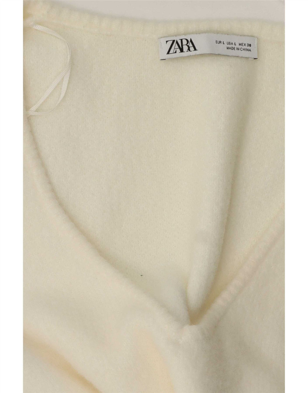 Maglione maglione con scollo a V da donna Zara UK 16 grande bianco