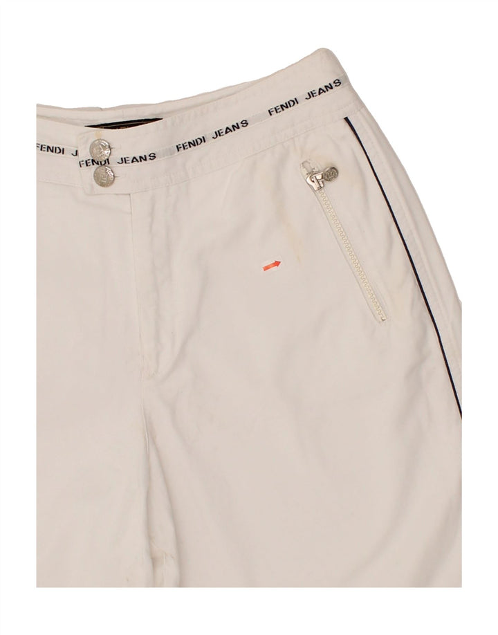 FENDI Womens Graphic Sport Shorts IT 44 Medium White Cotton Vintage Fendi and Second-Hand Fendi from Messina Hembry 