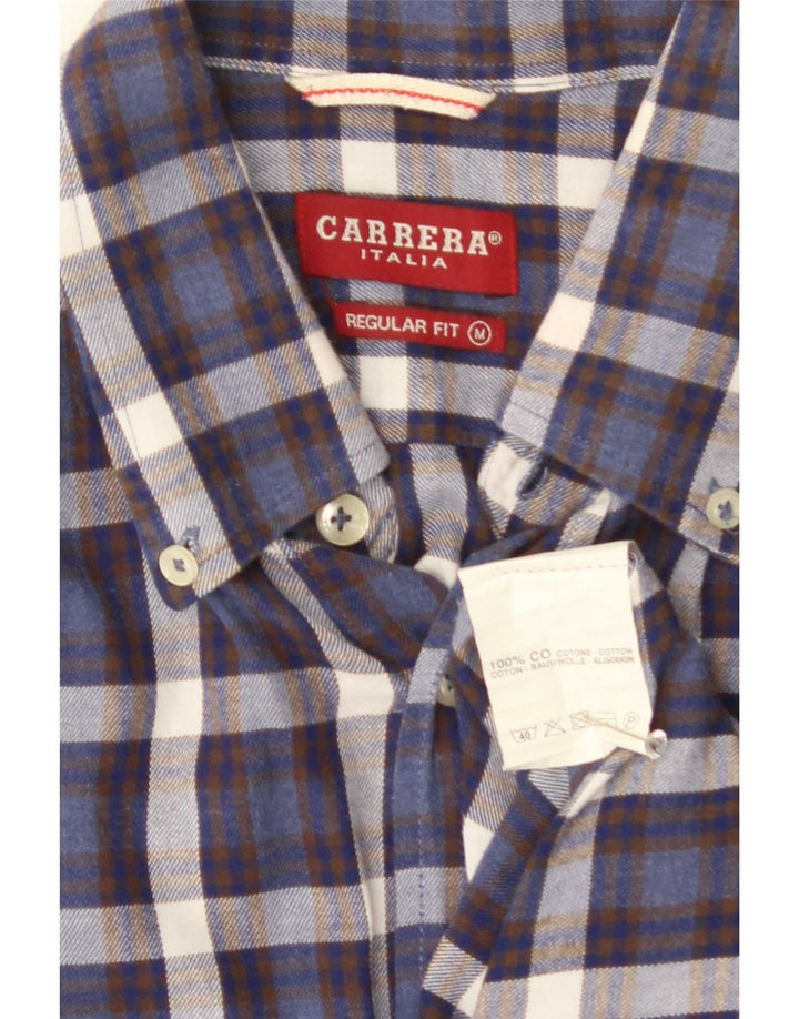 Carrera Camicia da uomo in flanella vestibilità regolare in cotone a quadri blu navy medio