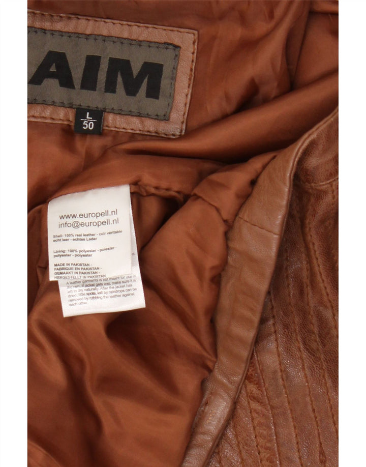 Giacca da motociclista in pelle da uomo vintage IT 50 grande in pelle marrone