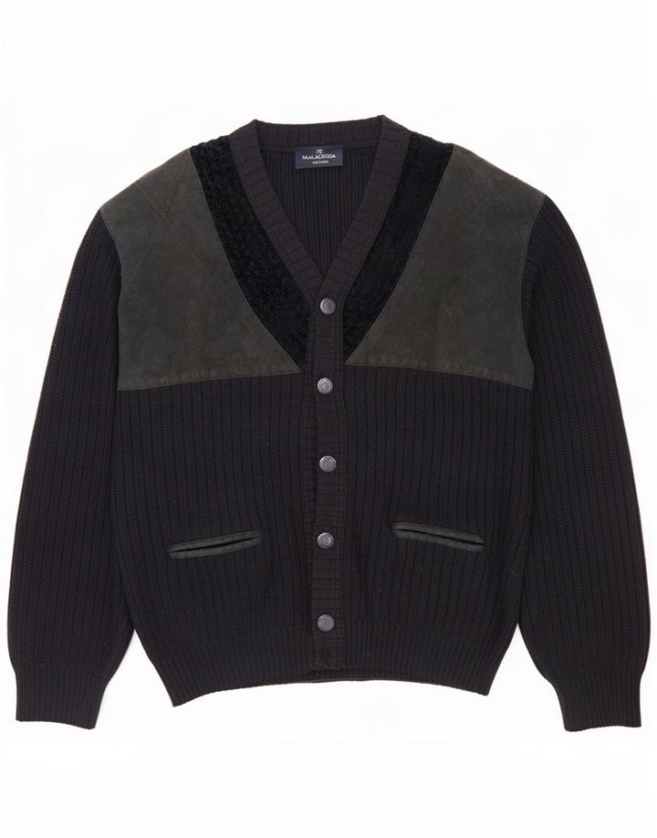 Maglione cardigan da uomo Malagrida color block blu navy medio