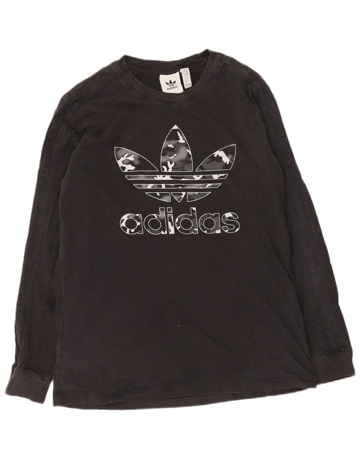 Adidas Maglietta grafica da uomo a maniche lunghe in cotone nero medio