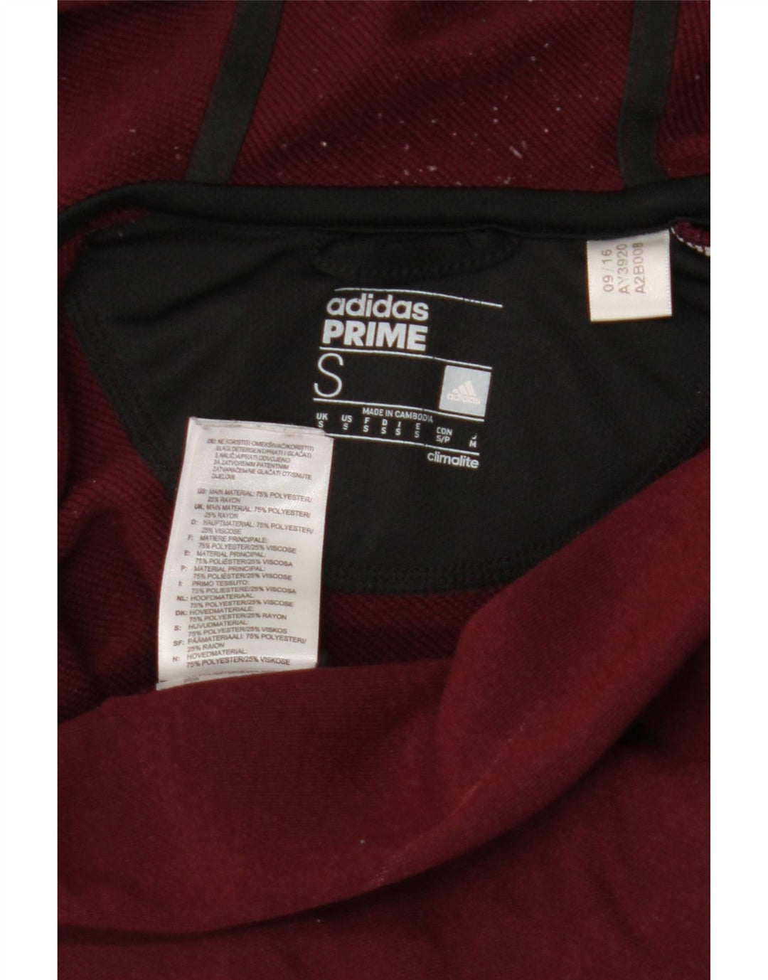 Maglione con cappuccio e zip grafica da uomo Adidas piccolo in poliestere bordeaux