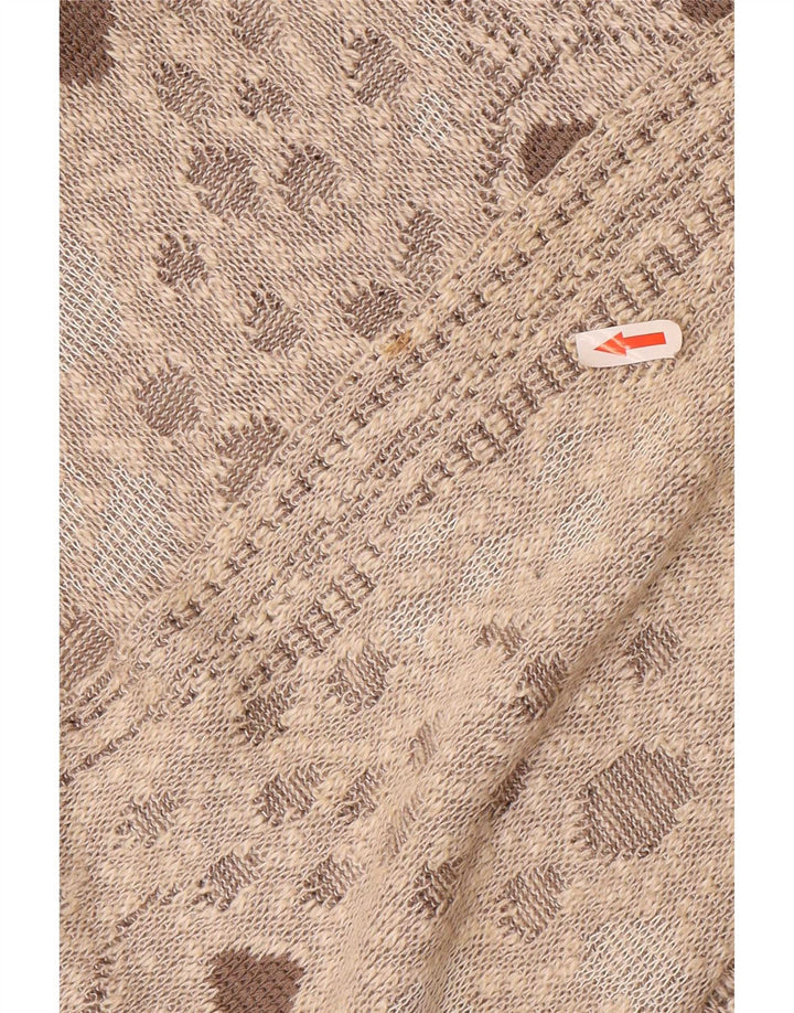 Maglione da uomo con scollo a V Bueckle EU 52 grande cotone geometrico marrone