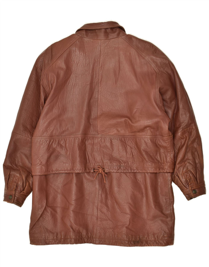 VINTAGE Womens Leather Coat EU 36 Small Brown Vintage Vintage and Second-Hand Vintage from Messina Hembry 