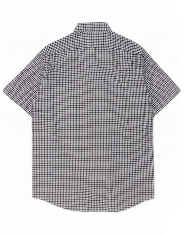 Camicia a maniche corte da uomo Lacoste taglia 42 in cotone a quadri bianchi grandi