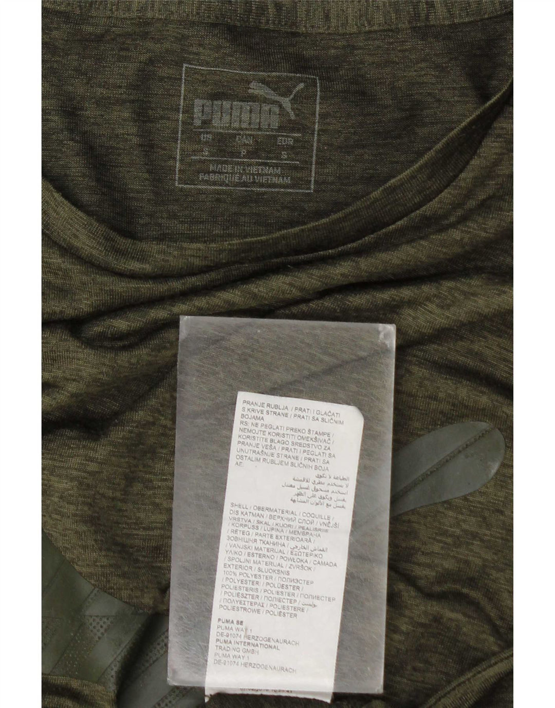 T-shirt grafica da uomo Puma Top Small in poliestere kaki