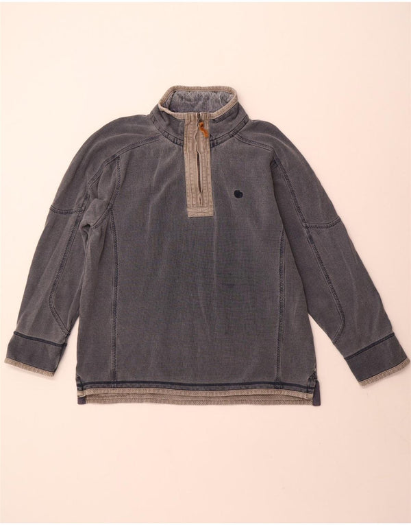 Felpa da uomo con collo con zip Fat Face, maglione grande, cotone grigio