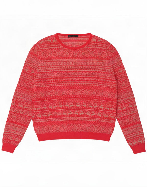 Marks & Spencer maglione da donna con scollo a barchetta UK 14 grande rosa Fair Isle