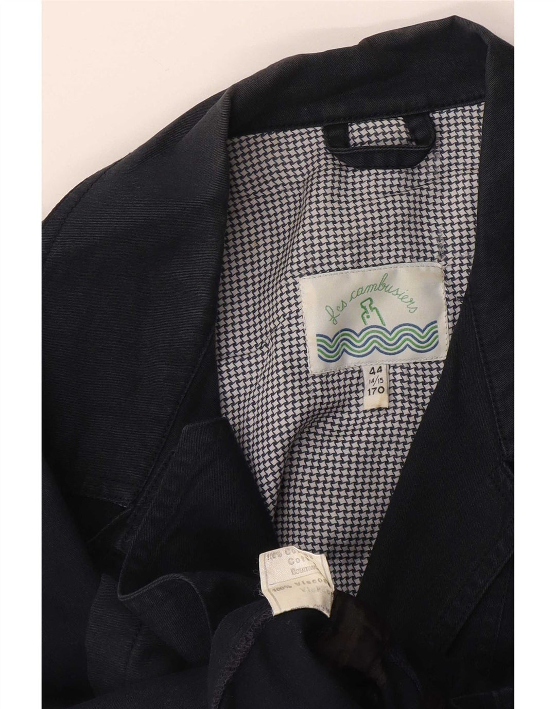 Cappotto vintage da ragazzo, giacca a vento, 14-15 anni, in cotone blu navy