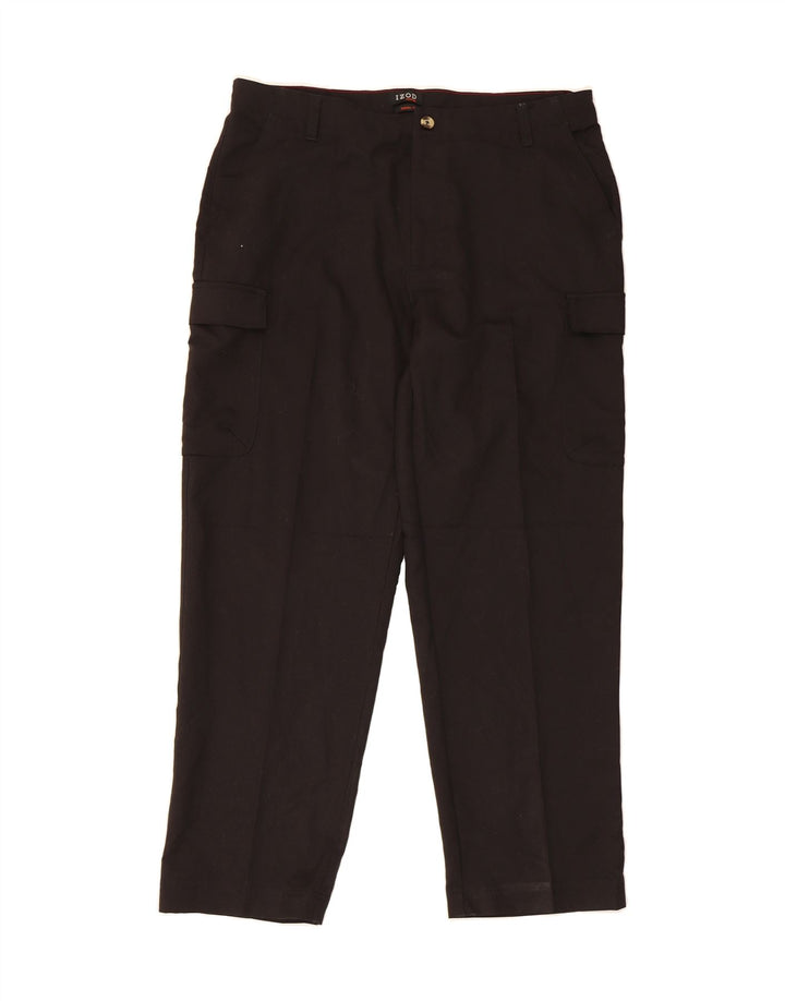 IZOD Mens Straight Cargo Trousers W38 L32 Black Polyester Vintage Izod and Second-Hand Izod from Messina Hembry 