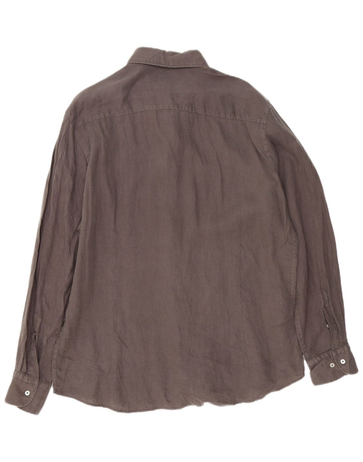 MASSIMO DUTTI Camicia Uomo XL Lino Grigio