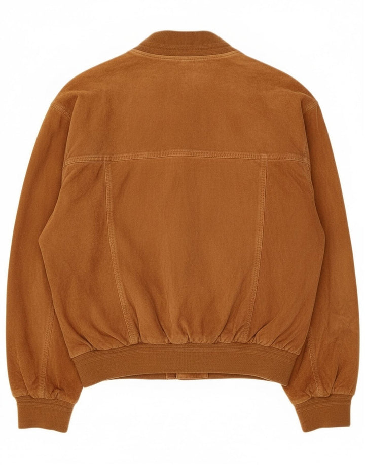 Giacca vintage in pelle scamosciata da uomo IT 50 grande in pelle marrone