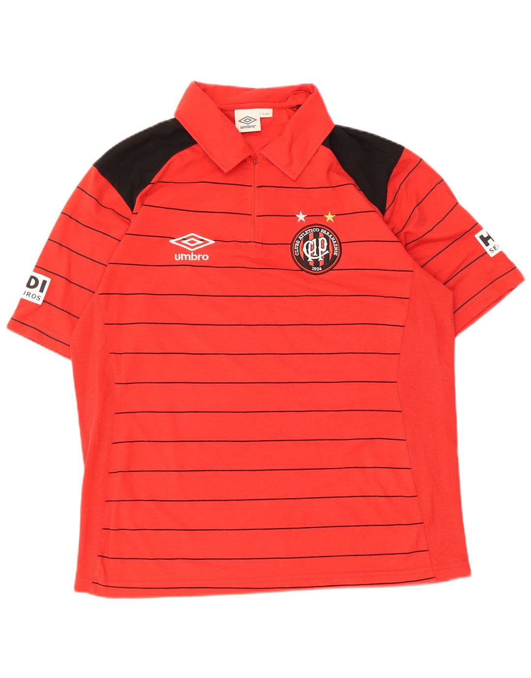 Polo grafica da uomo Umbro in cotone a righe rosse grandi